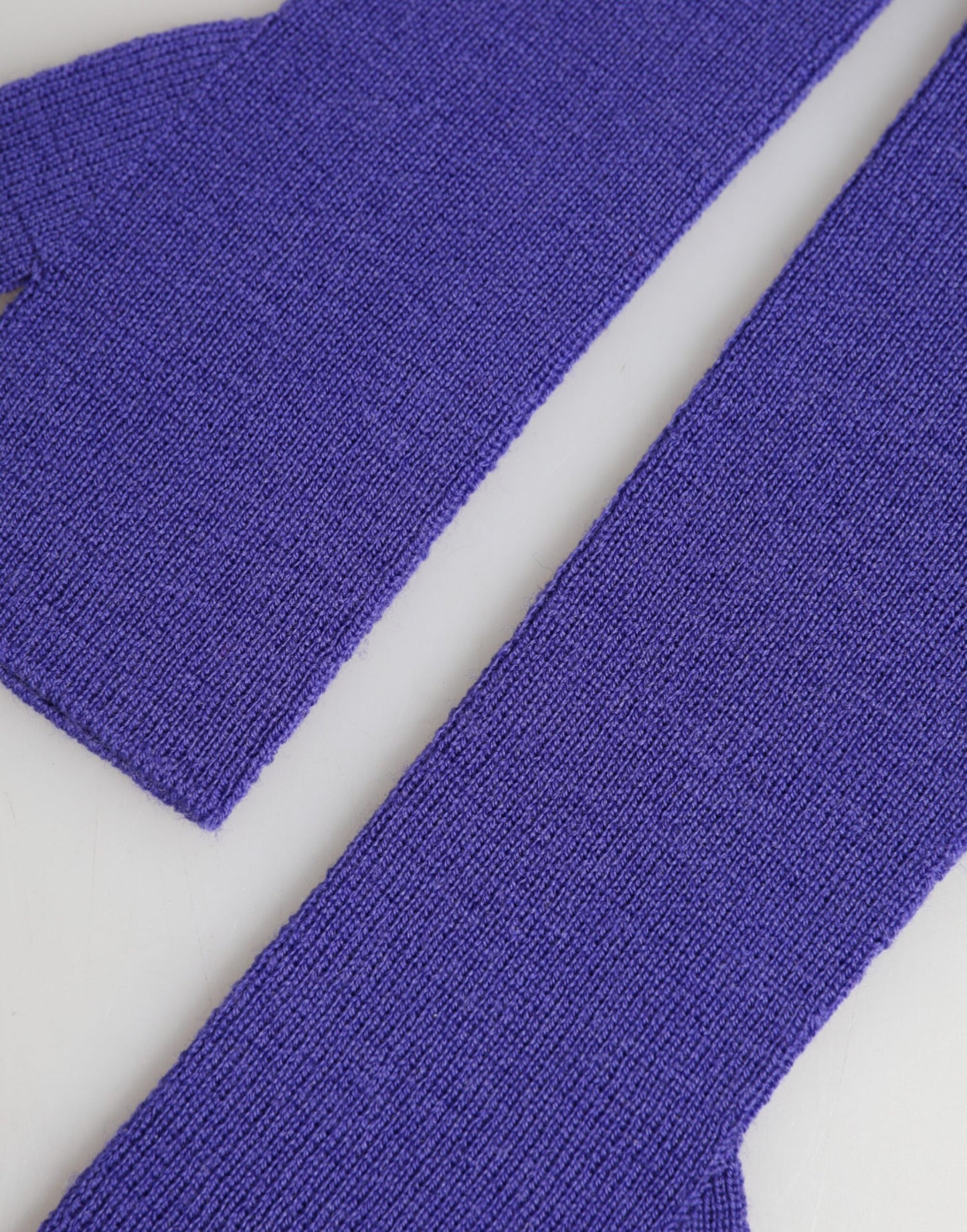 Violet Wool Fingerless Elbow Length Mitten Gloves