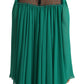 Green Lace Polyester Long Sleeves Pleated Top Blouse
