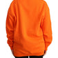 Orange Printed Long Sleeves Pullover Sweater