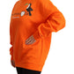Orange Printed Long Sleeves Pullover Sweater