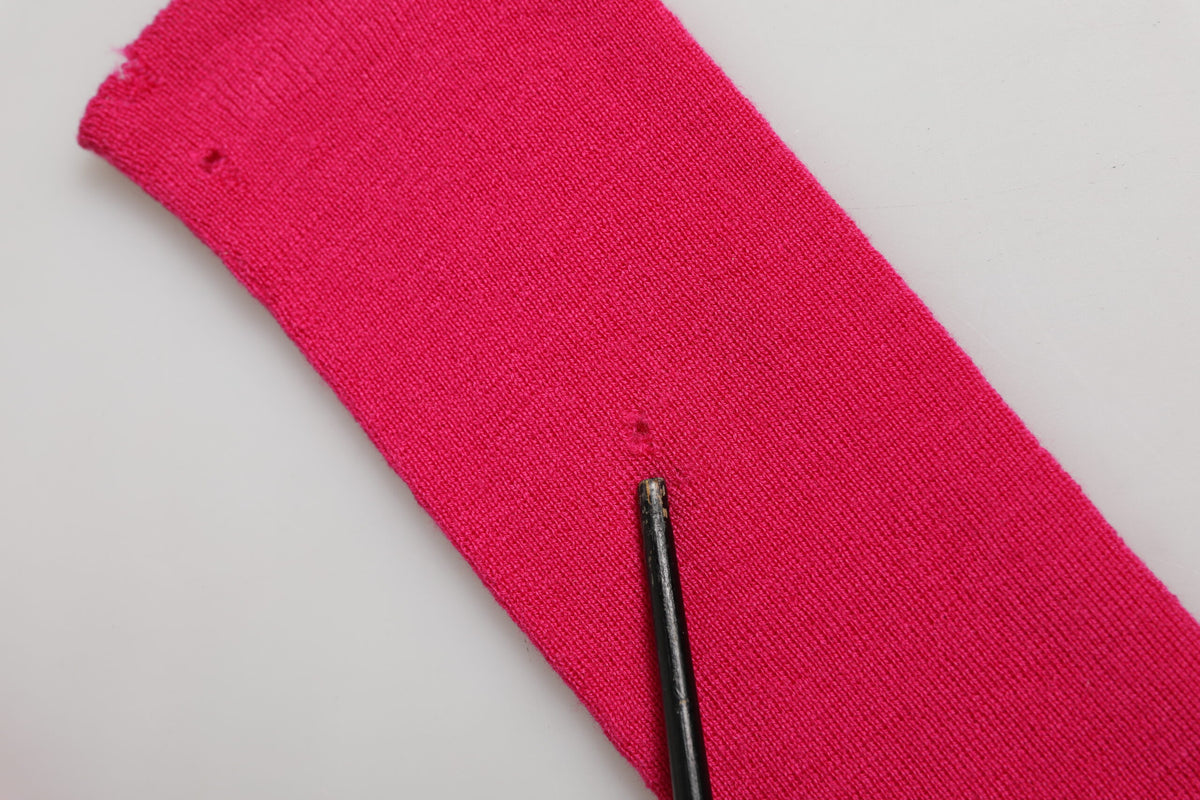 Pink Wool Fingerless Elbow Length Mitten Gloves