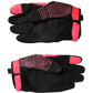 Black Pink Crystal Wrist Length Mitten Gloves