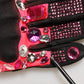 Black Pink Crystal Wrist Length Mitten Gloves