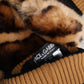 Brown Leopard Knitted Fur Wrist Mitten Gloves