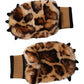 Brown Leopard Knitted Fur Wrist Mitten Gloves