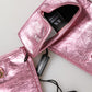 Pink Leather DG Logo Wrist Length Mitten Gloves