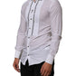 White Cotton Collared Long Sleeve GOLD Dress  Shirt