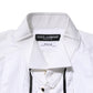White Cotton Collared Long Sleeve GOLD Dress  Shirt