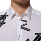 White Logo Cotton Collared GOLD Dress Shirt