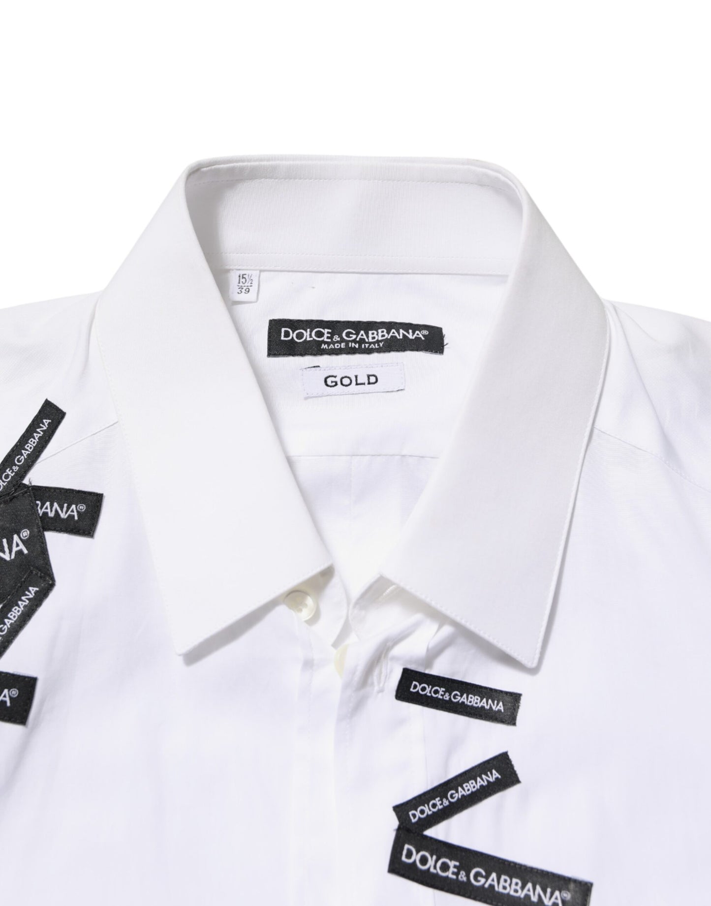 White Logo Cotton Collared GOLD Dress Shirt