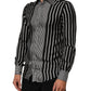 Black White Stripes Men MARTINI Dress Shirt