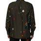 Green Superhero Print Button Down Shirt