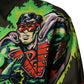 Green Superhero Print Button Down Shirt