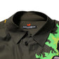 Green Superhero Print Button Down Shirt