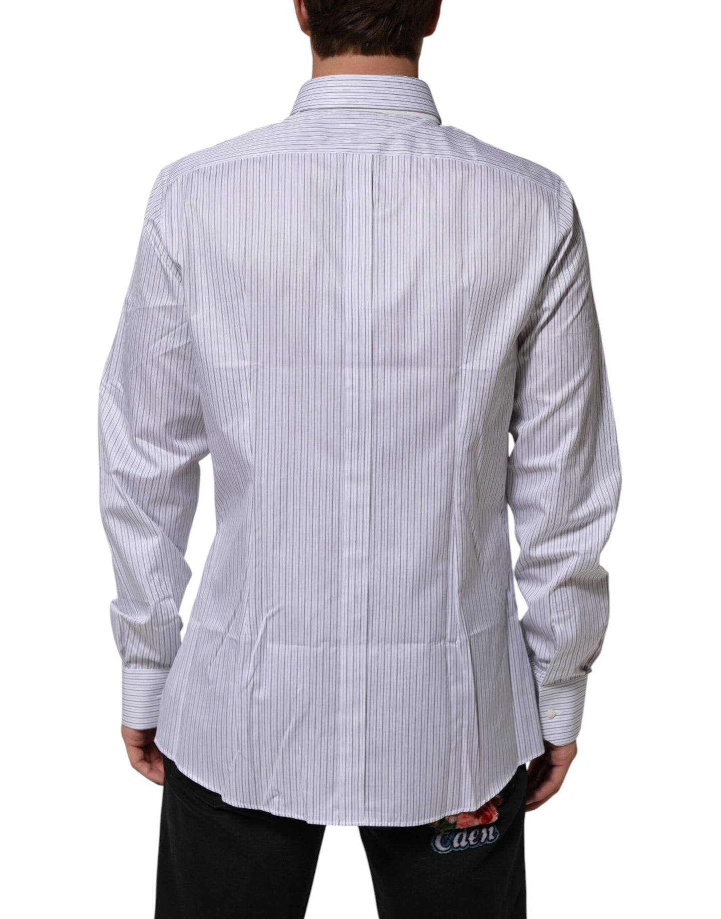 White Stripes Long Sleeves GOLD Dress Shirt