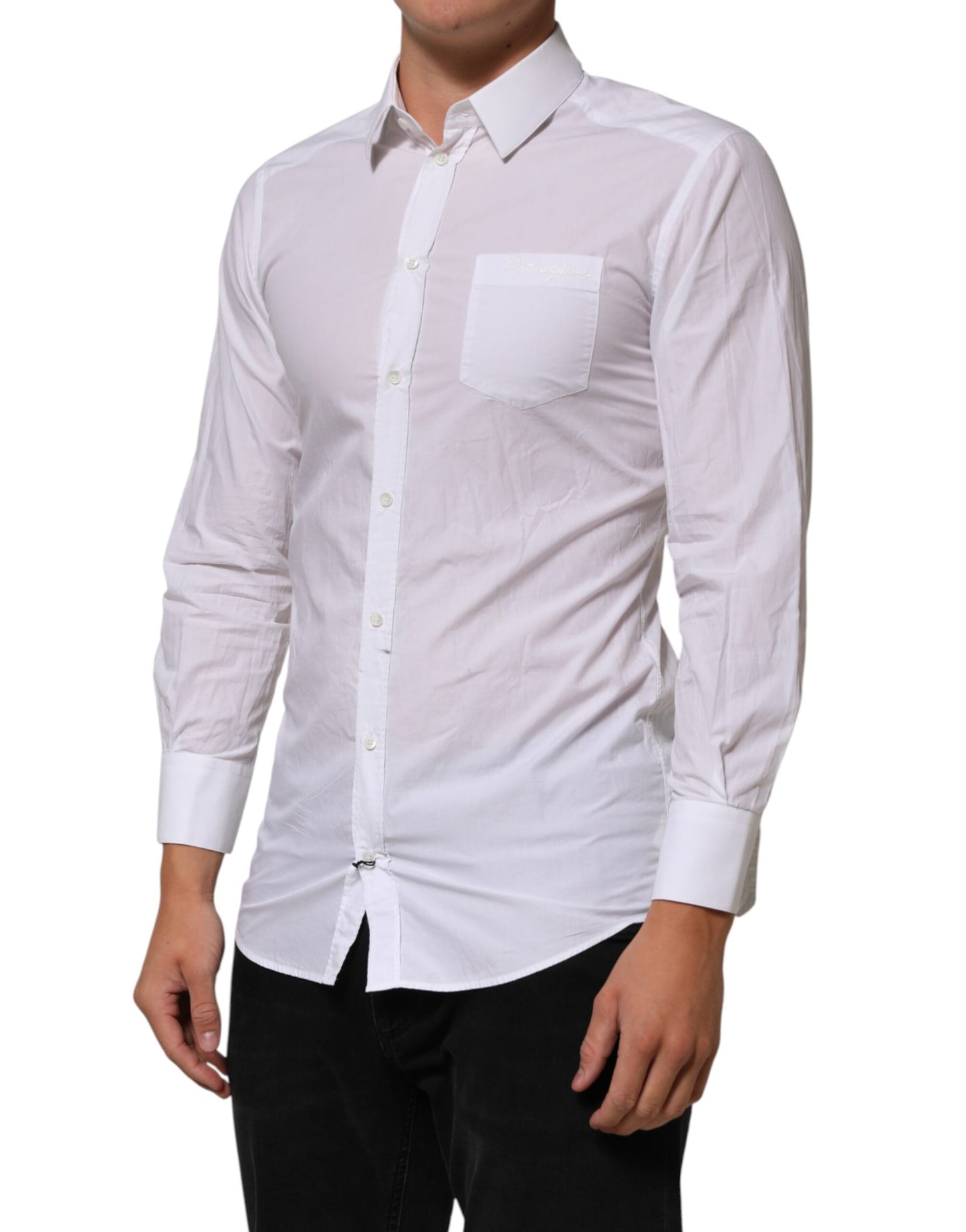 White Cotton Collared Men GOLD Dress Shirt