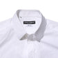 White Cotton Collared Men GOLD Dress Shirt