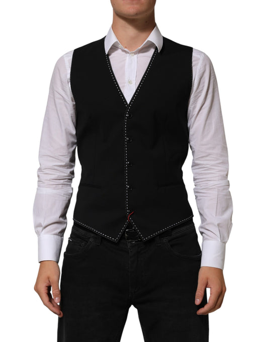 Black Wool Dress Formal Men Waistcoat Vest