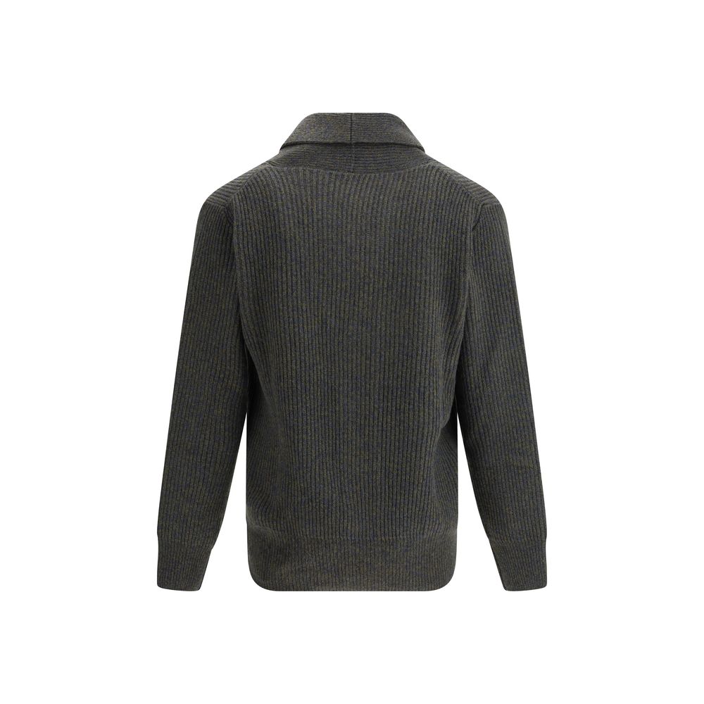 Green Fleece Wool Cardigan