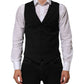 Black Polyester Dress Formal Waistcoat Vest