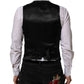 Black Polyester Dress Formal Waistcoat Vest