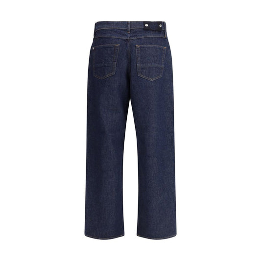 Blue Cotton Straight-Leg Jeans