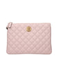 Pink Leather Clutch Bag