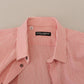 Red White Striped Cotton Short Sleeve Shirt