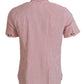 Red White Striped Cotton Short Sleeve Shirt