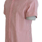Red White Striped Cotton Short Sleeve Shirt