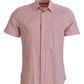Red White Striped Cotton Short Sleeve Shirt