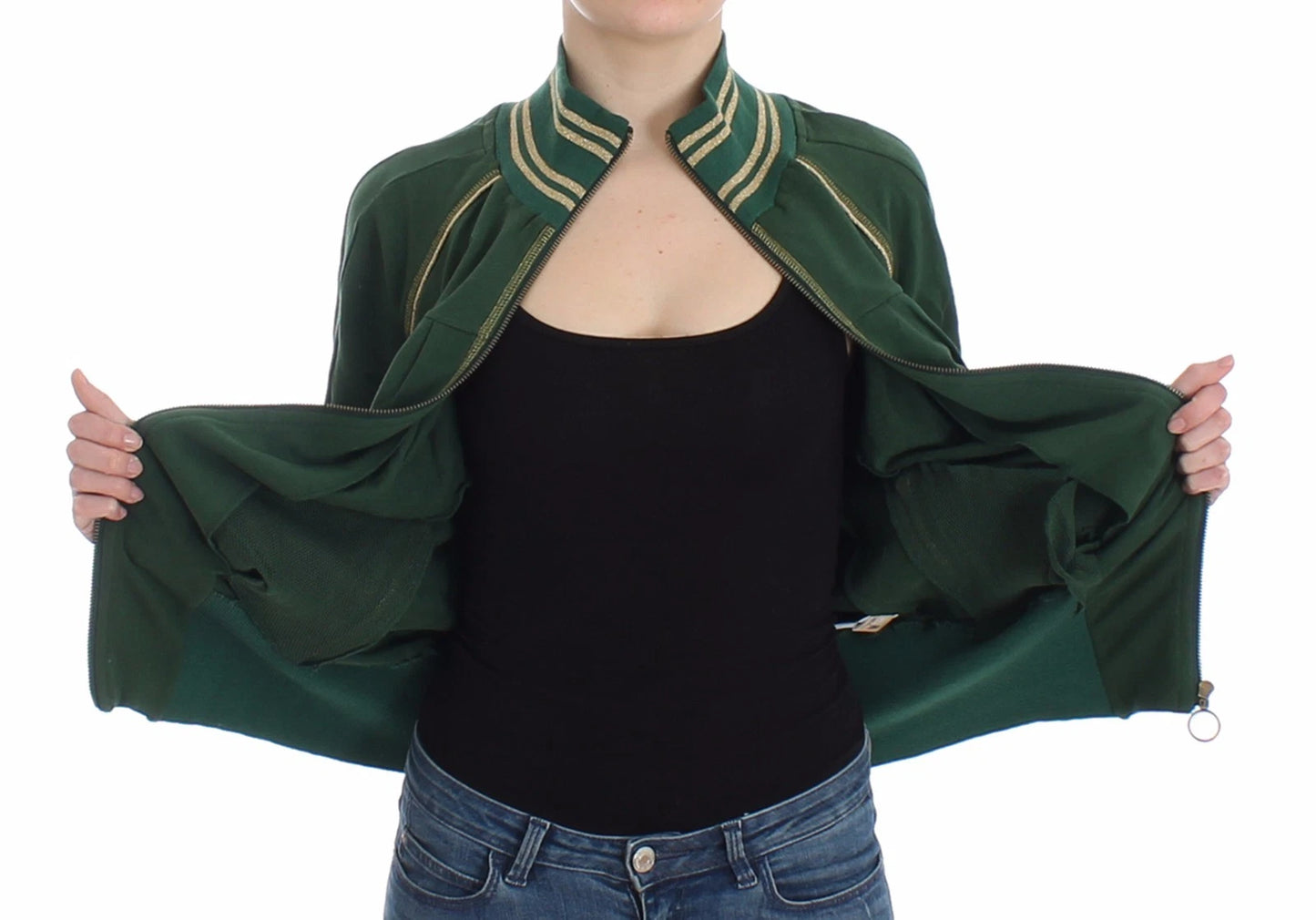 Green Mock Zip Cardigan Sweatshirt Sweater Jacket