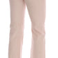 Beige Cotton Stretch Straight Trousers Pants