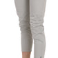 Cotton Gray High Waist Skinny Cropped Trousers Pants