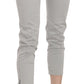 Cotton Gray High Waist Skinny Cropped Trousers Pants