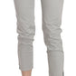 Cotton Gray High Waist Skinny Cropped Trousers Pants