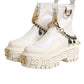 White Leather Rubber Logo Ankle Boots Shoes