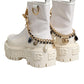 White Leather Rubber Logo Ankle Boots Shoes