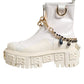 White Leather Rubber Logo Ankle Boots Shoes