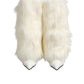 White Fur Pointed Knee High Stiletto Boots Shoes