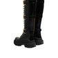 Black Buckle Embellished Knee High Boots Shoes