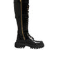 Black Buckle Embellished Knee High Boots Shoes