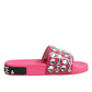 Pink Crystal Slides Sandals Beachwear Shoes