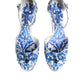 White Blue Floral Crystal Ankle Straps Shoes
