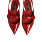 Red Leather Slingback Flats Sandals Shoes