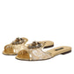 Gold Devotion Lace Flats Slip On Sandals Shoes