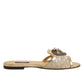 Gold Devotion Lace Flats Slip On Sandals Shoes