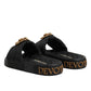 Black Devotion Matelassé Leather Slides Shoes