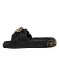 Black Devotion Matelassé Leather Slides Shoes