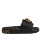 Black Devotion Matelassé Leather Slides Shoes